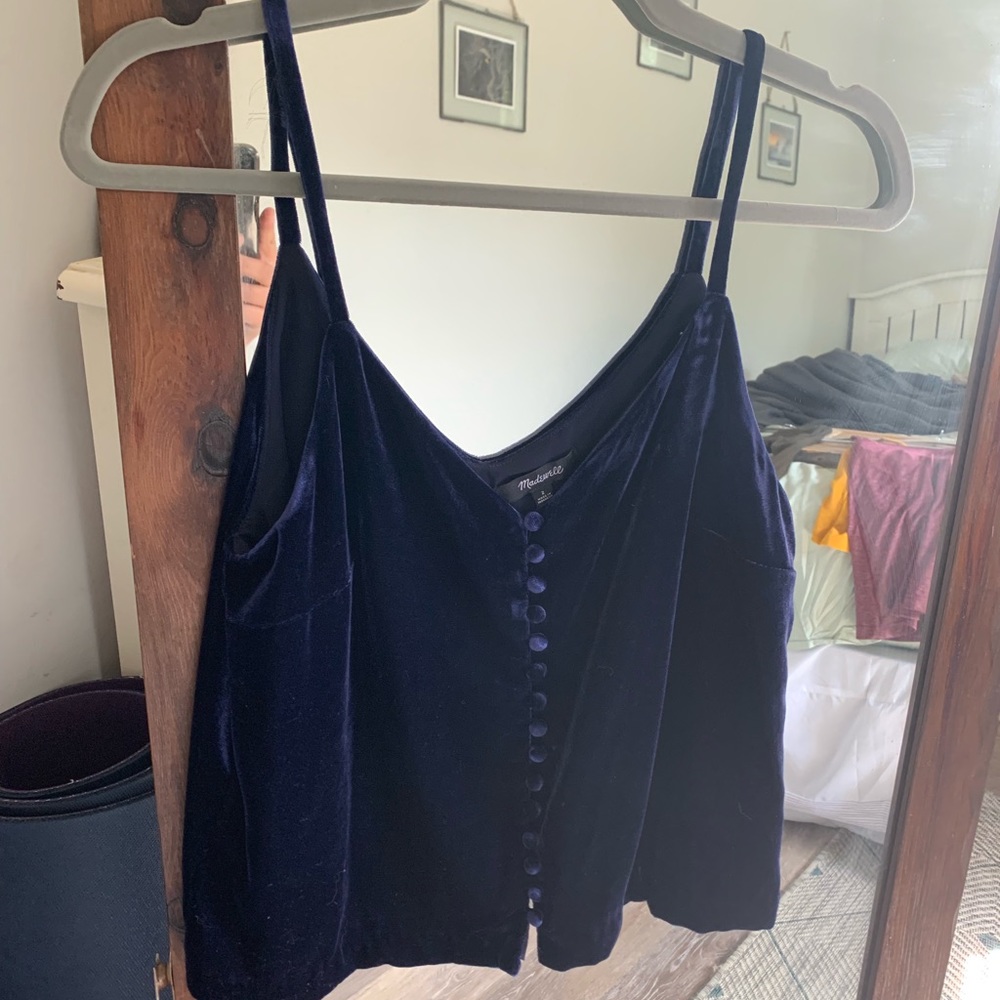 Blue velvet madewell button tank